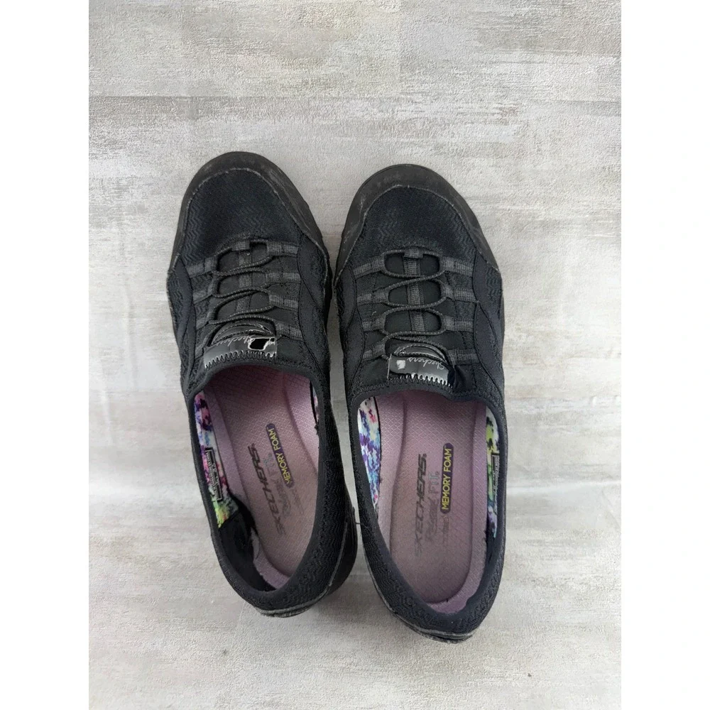 Skechers Relaxed Fit Memory Foam Black Bungee Slip On Shoes 23030TX Women Sz 8.5